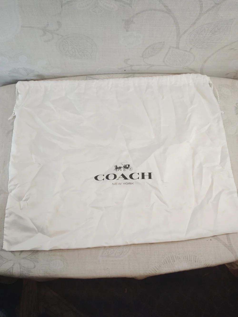 Coach White Drawstring Dust Bag